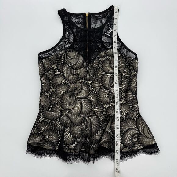 BEBE Black‎ Lace Peplum Top Size XS - Picture 9 of 9